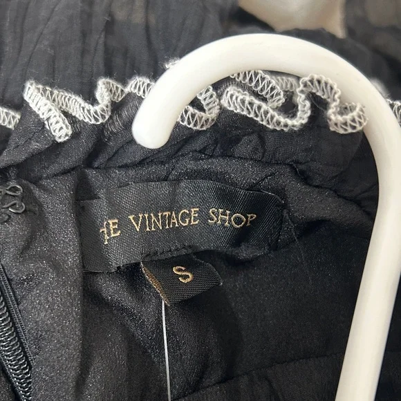 The Vintage Shop Black Mini Dress with White Ties - Picture 2 of 8